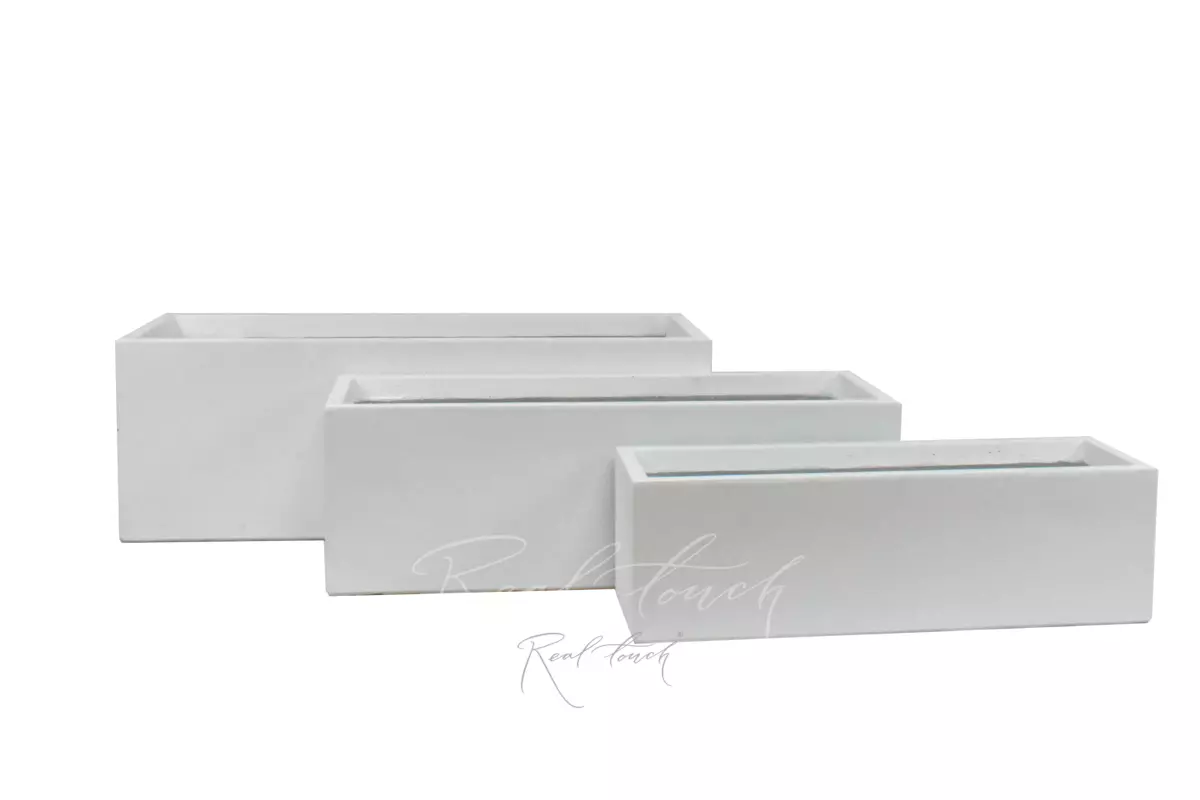 Кашпо Real Touch Plain прямоугольный низкий (L).2218 - Белый
