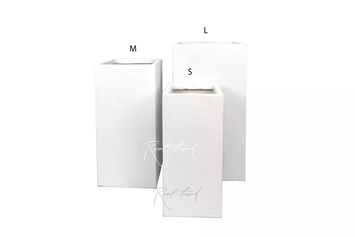 Кашпо Real Touch Plain Cuboid текстурный (S).2237 - Белый