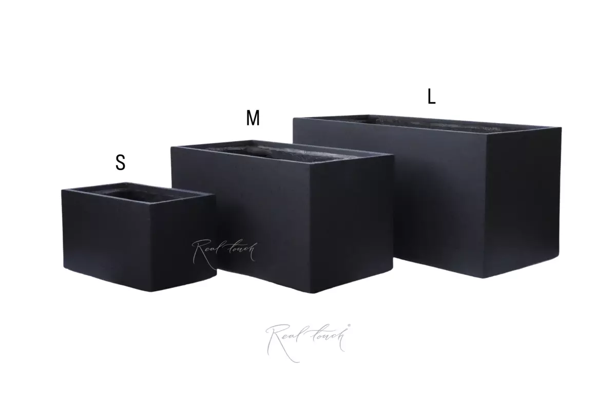 Кашпо Real Touch прямоугольное низкое M - 60/30/30 см - Черный Кашпо Real Touch прямоугольное низкое M - 60/30/30 см - Черный