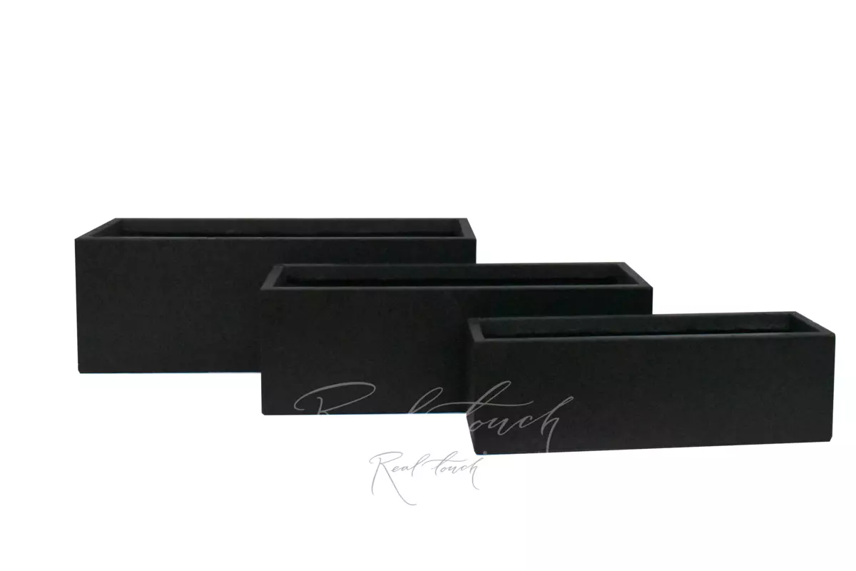 Кашпо Real Touch Plain прямоугольный низкий (L).2220 - Черный